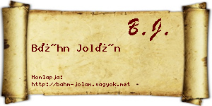 Báhn Jolán névjegykártya