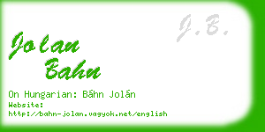 jolan bahn business card